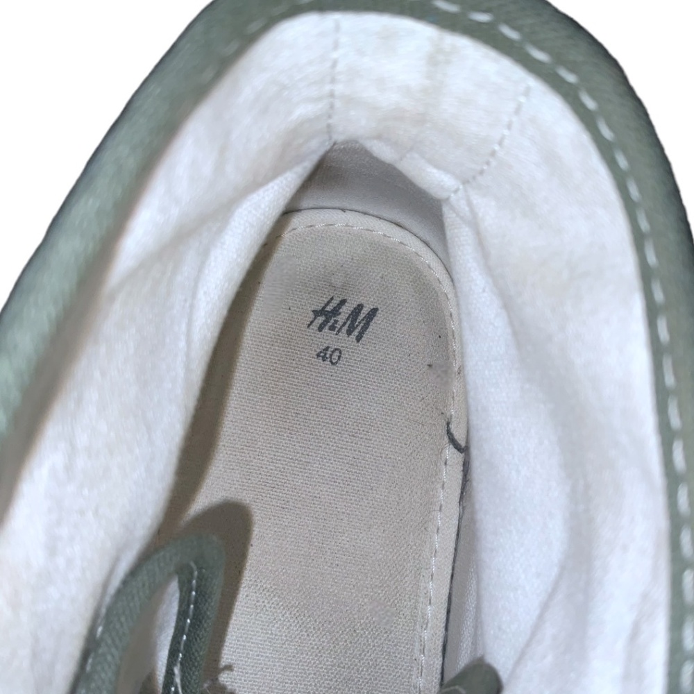 Khaki Green Canvas Lace up High-top Trainer Sneakers Sz US 7.5 EUR 40 Me… - Picture 7 of 10